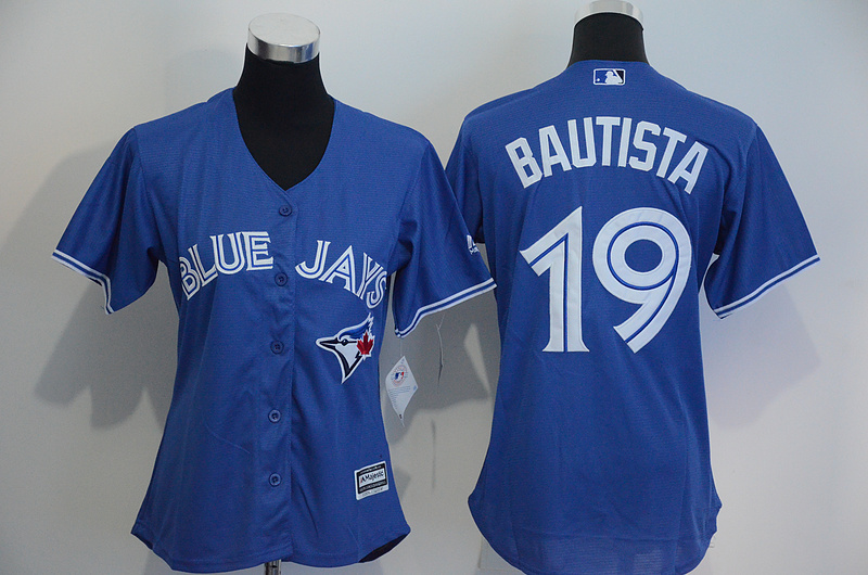 Womens 2017 MLB Toronto Blue Jays #19 Bautista Blue Jerseys->->Women Jersey